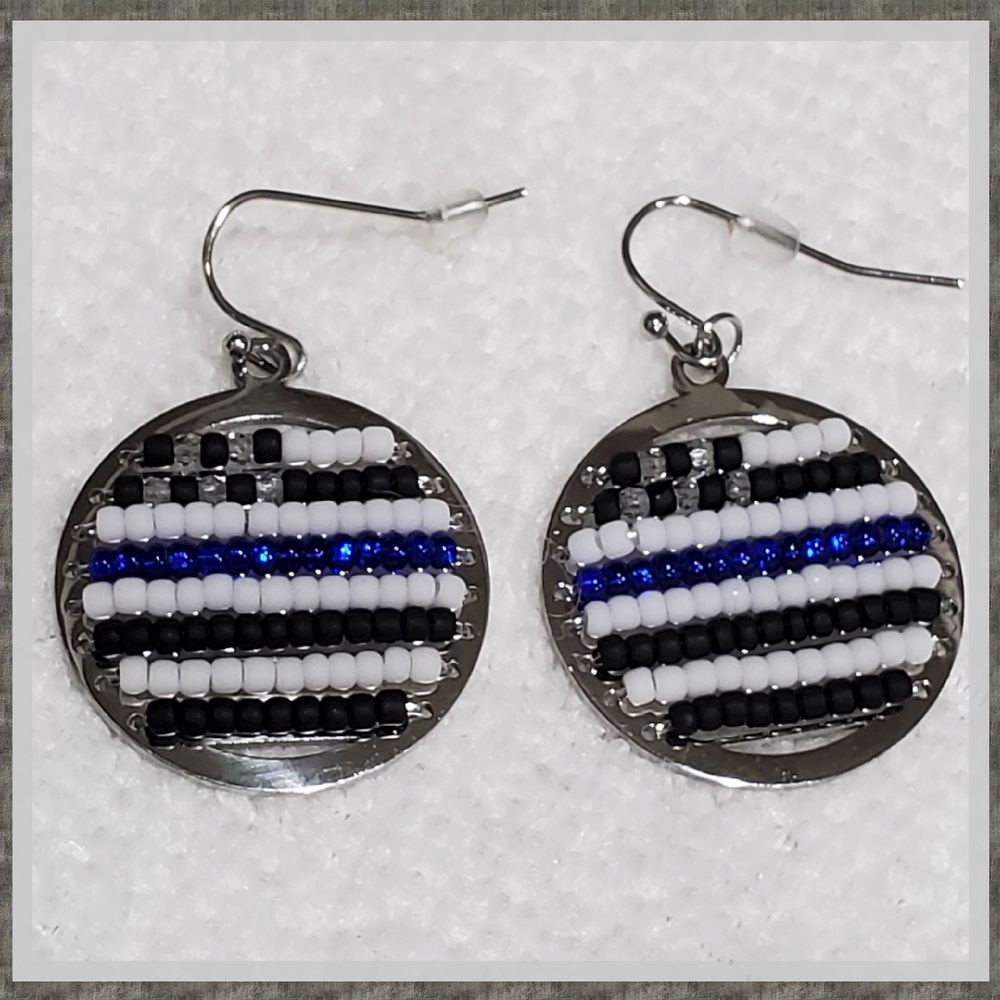 Protect the Blue Handmade Crystal and Glass Earrings